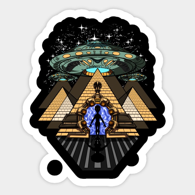 Alien Abduction Egyptian Pyramids Sticker by underheaven